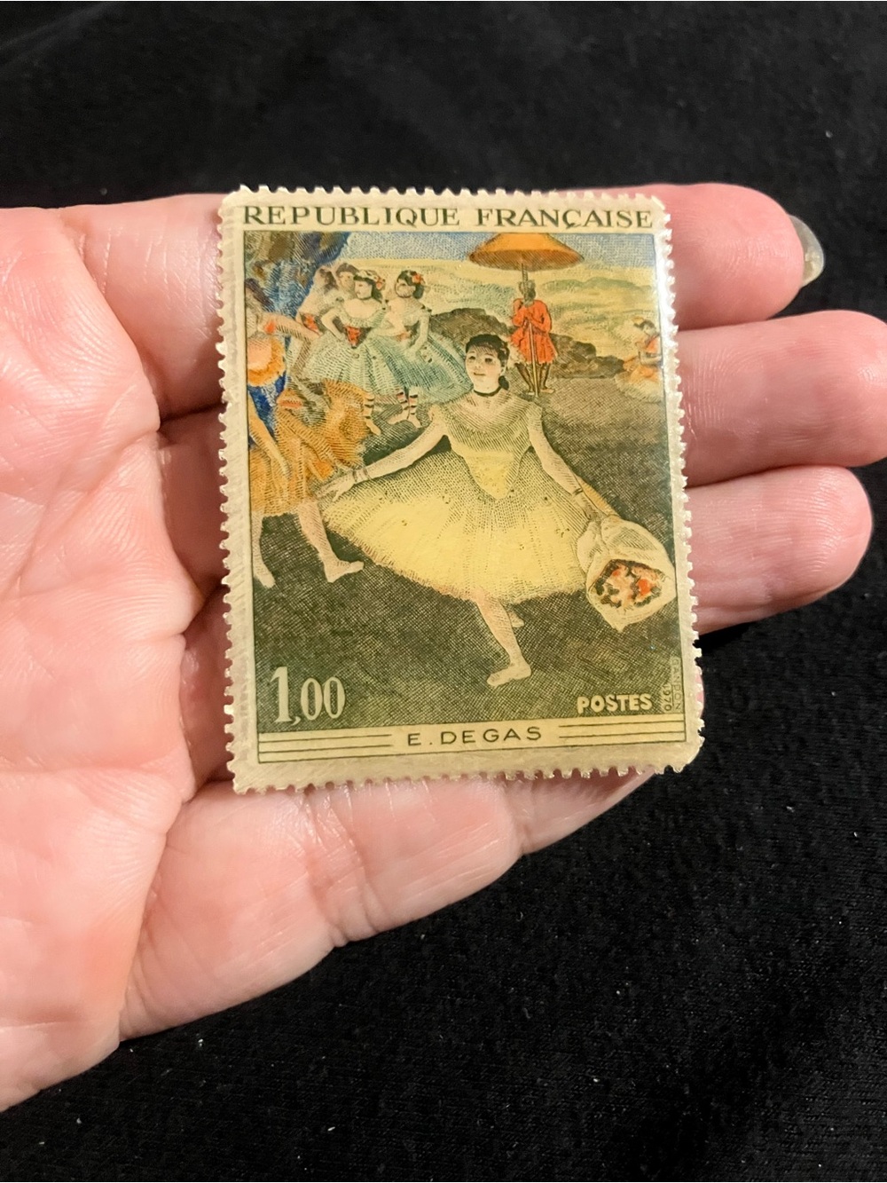 Vintage Edgar Degas Ballerina Stamp Brooch Pin Handmade Lucite San Francisco